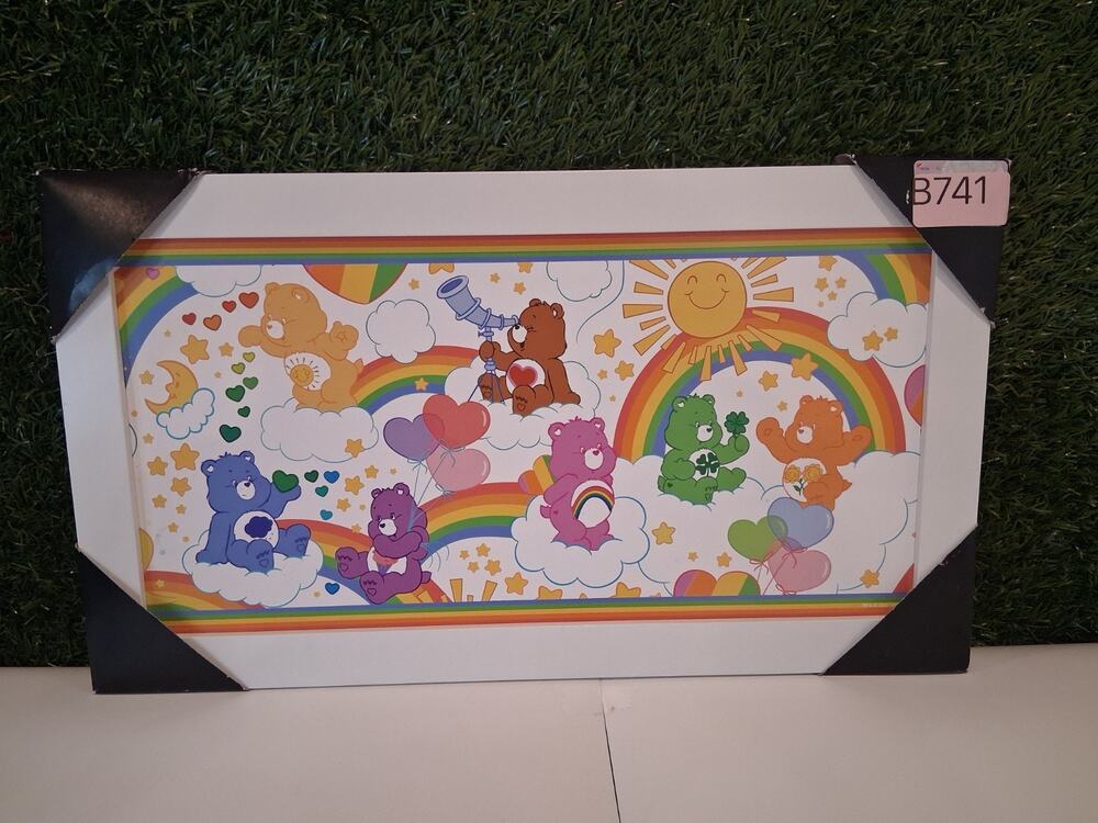 Silver Buffalo Care Bears Rainbow Clouds Framed MDF Wall Art Sign 10"x18" NEW